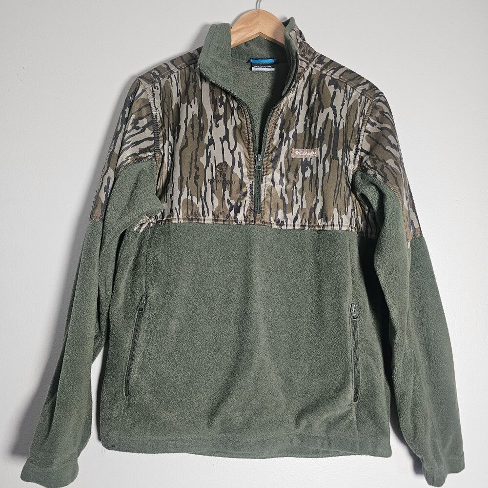 Men's Columbia Outdoors Half Zip Pullover Fleece Camo/Green Size Small